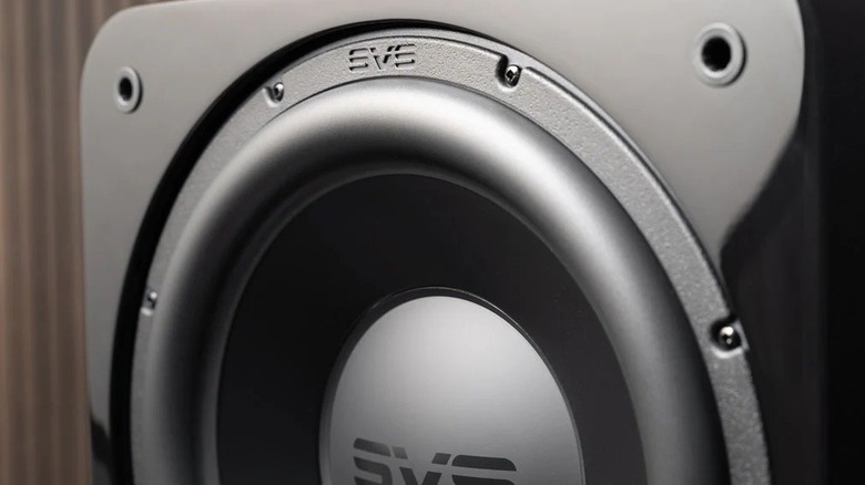 Close-up photo of an SVS subwoofer