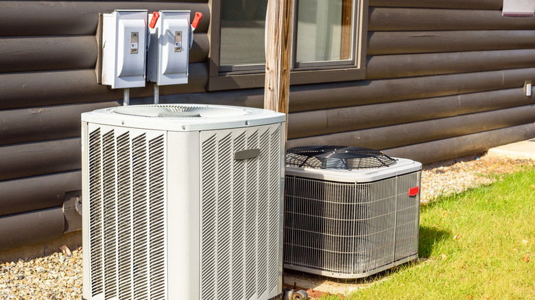 hvac system placed in the backyard of a house