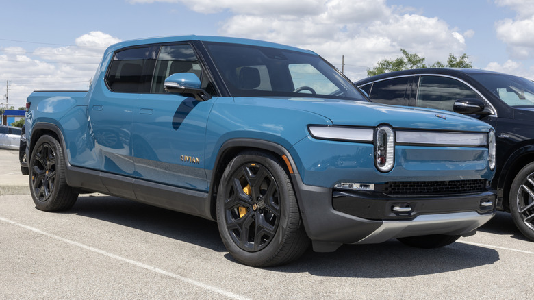 Rivian R1T EV pickup truck display.