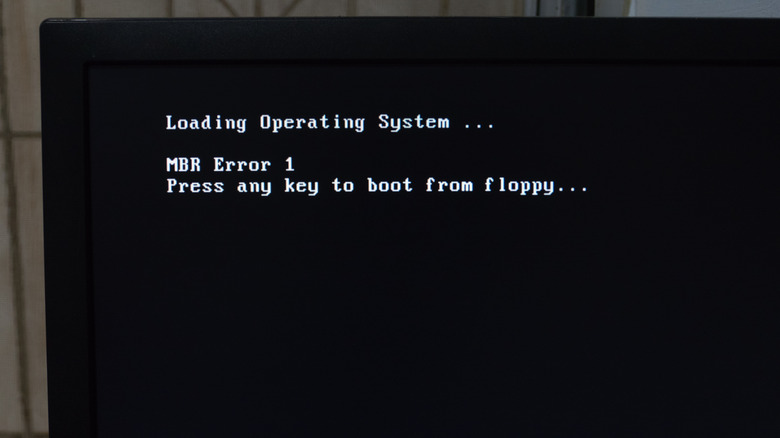 A boot error displayed on a monitor