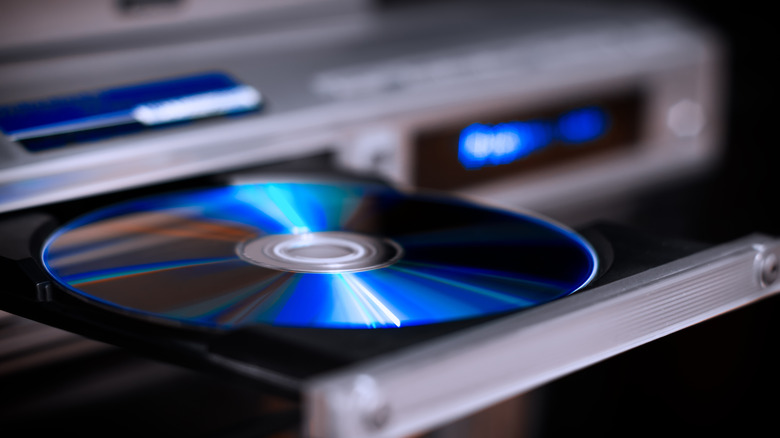 DVD player with disc sticking out