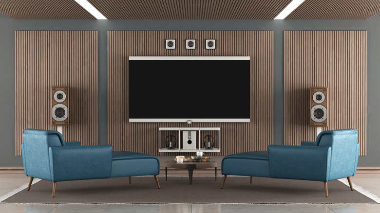 A home theater system installed in what appears to be a modern living room.