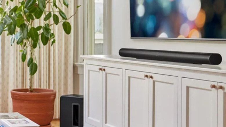 The Sonos Arc Ultra soundbar beneath a TV