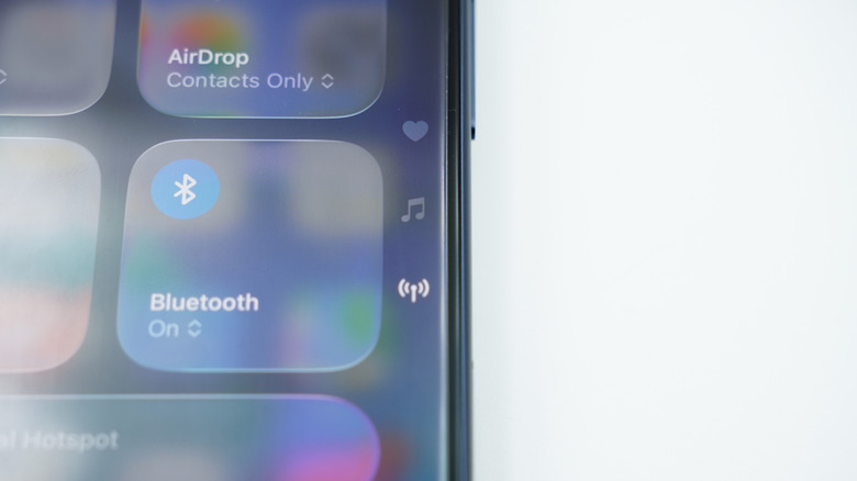 bluetooth connection tile on an iPhone's quick settings menu
