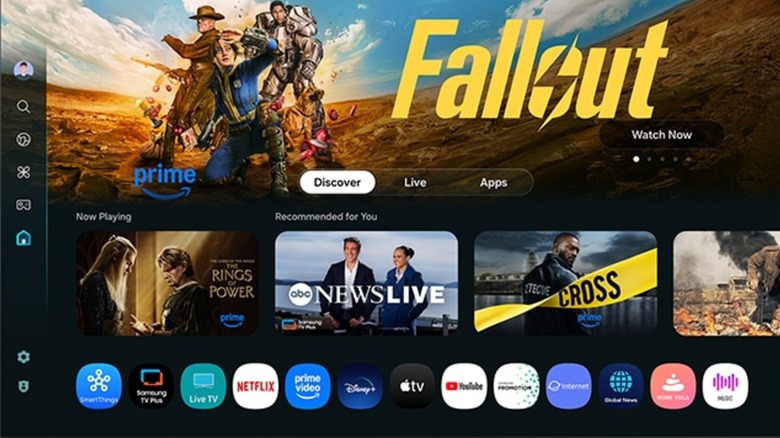 Mockup of Samsung TV Plus home screen on Tizen