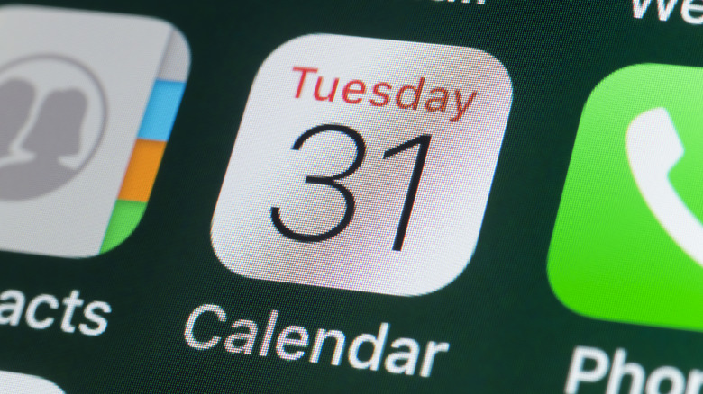 The Apple Calendar app icon on a digital display