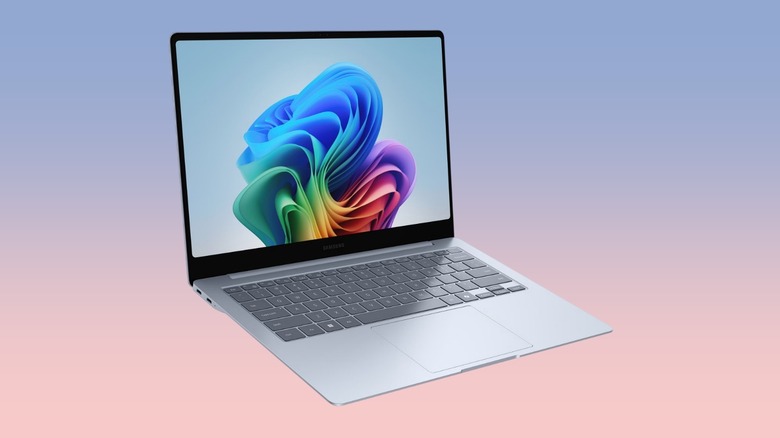 The Samsung Galaxy Book 4 Edge against a gradient background