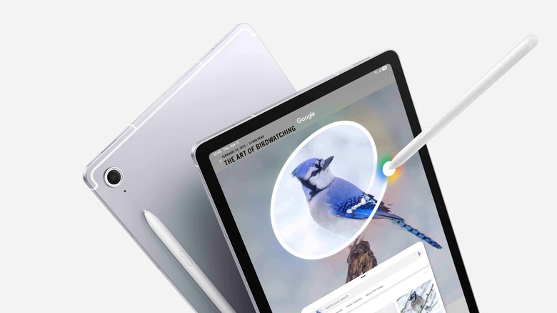 The Samsung Galaxy Tab S10 FE with S Pen against a grey background