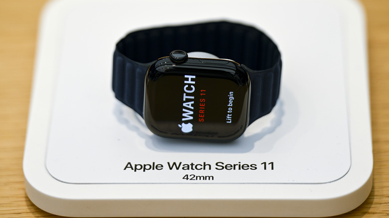 The Apple Watch Series 11 on display