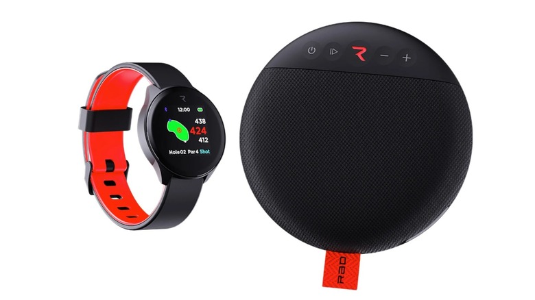 The Rad Golf GPS Watch and Rad Golf Speaker, on a white background.