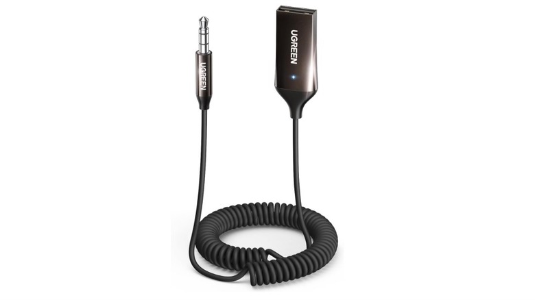 UGREEN Bluetooth Receiver with coiled aux cable.