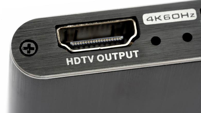 A close up of a 4K 60Hz HDMI output for an HDTV setup.