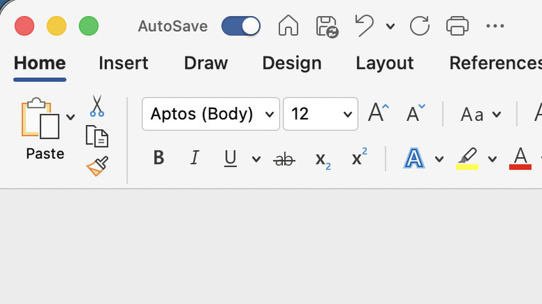 The AutoSave option turned on in Microsoft Word on a Mac