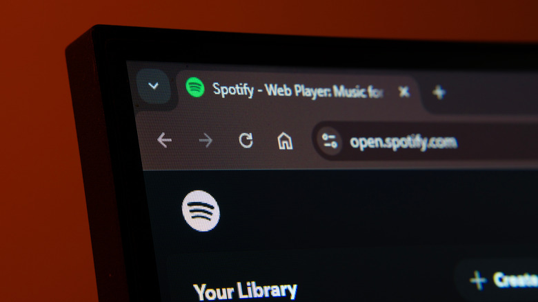 Spotify's web player in a browser showing the address