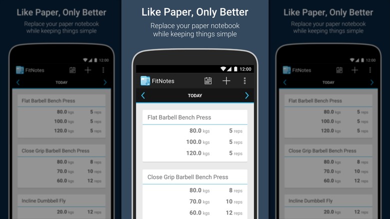 A promotional photo of FitNotes from the Google Play Store