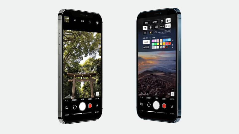 The ProShot camera app displayed on two phones against a gray background