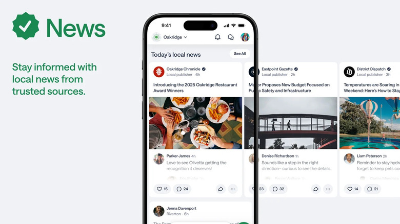 Screenshot showing news feature of Nextdoor