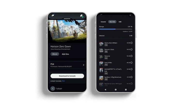 Two smartphones side by side with the PlayStation app open