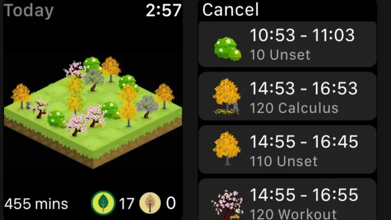 Screenshot from the Forest app