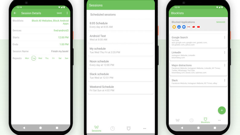 Screenshot from the Freedom app
