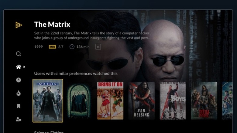A screenshot showing the JustWatch app on a Samsung TV