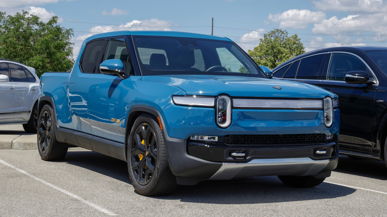 Rivian R1T on display