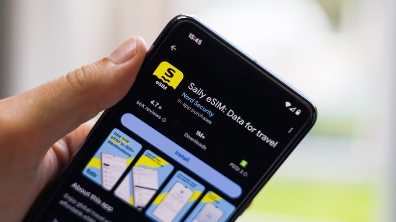 Saily app listing in Google Play Store on a smartphone