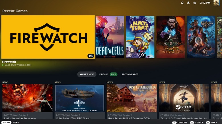 Screenshot of Valve's Steam Link displaying a list of a games