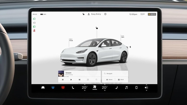 Center touchscreen display of a Tesla Mode 3