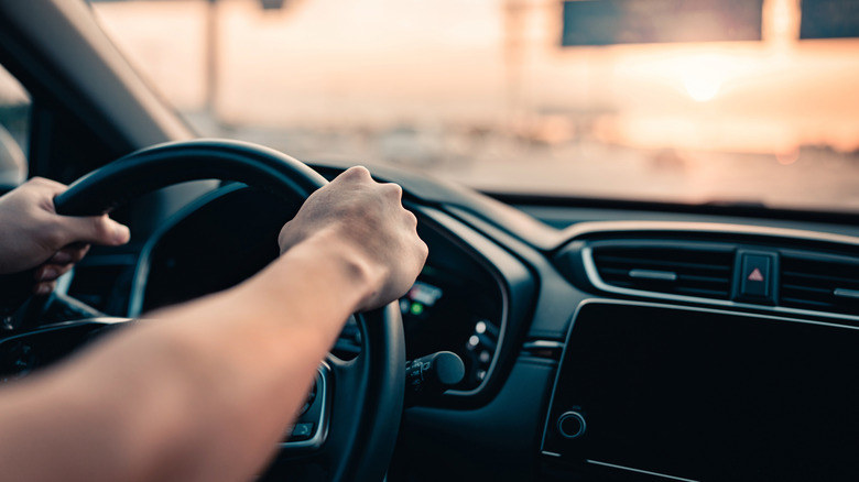 A person driving a car