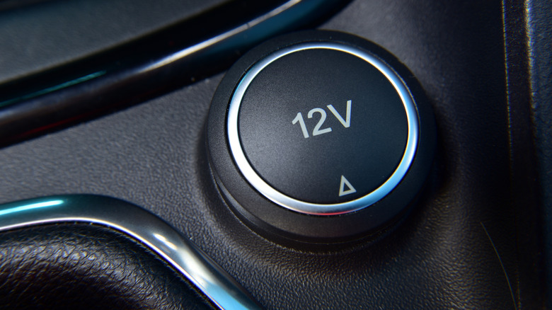 12V cigarette lighter socket in a car