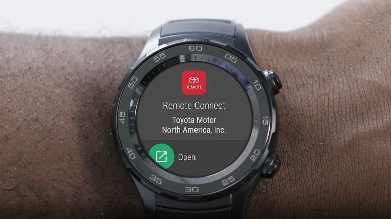 Close-Up of the Toyota Remote Connect App installed on an Android smartwatch