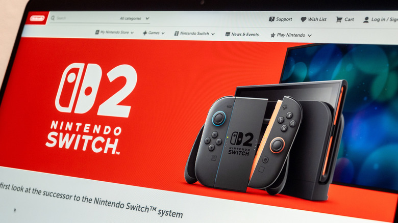 Nintendo Switch 2 displayed on the Nintendo official website