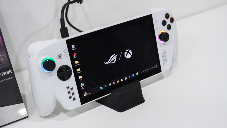 ROG Xbox Ally docked on display