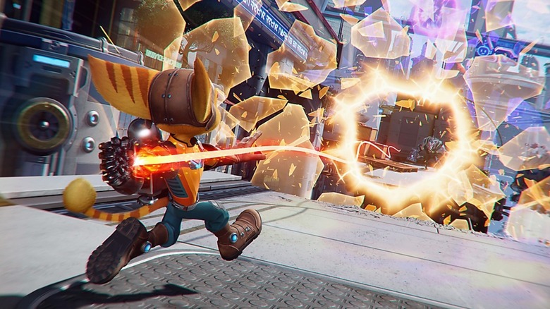 Ratchet opening a rift in Ratchet and Clank Rift Apart