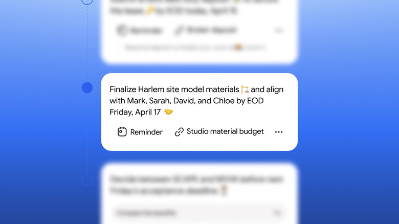 concept of Google Gemini Daily Brief showing multiple items on blue background