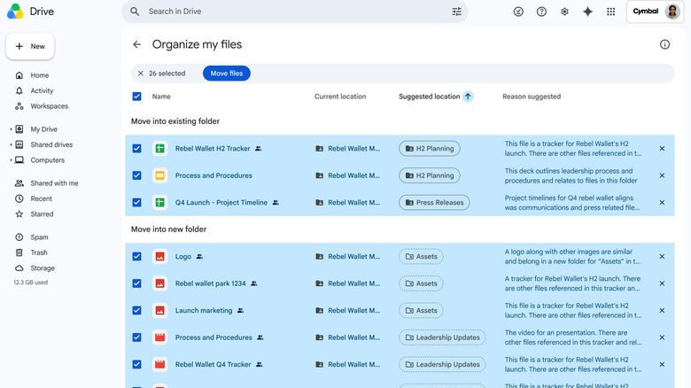 organizing files using AI in Google Drive