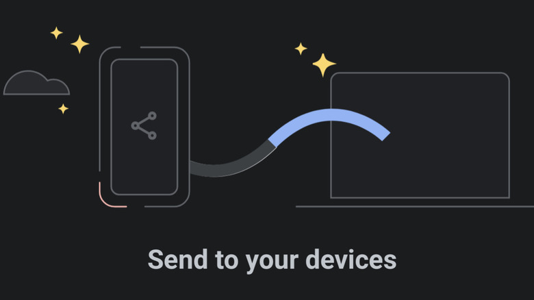 A screenshot showing the Send to devices feature in Chrome for Android