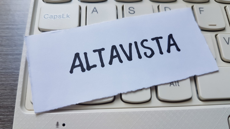 Altavista written on a piece of paper resting on a laptop keyboard