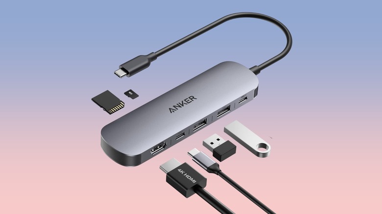 Anker Nano USB-C Hub against a gradient background