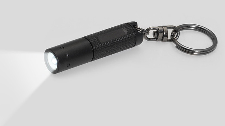 A keychain flashlight