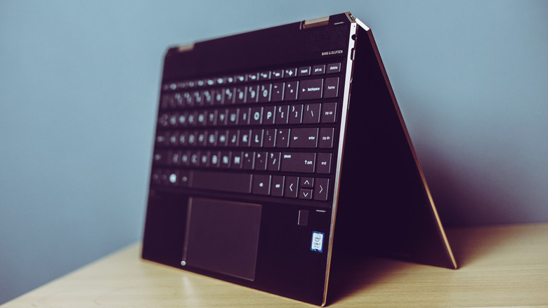 The HP Spectre folded outwards.