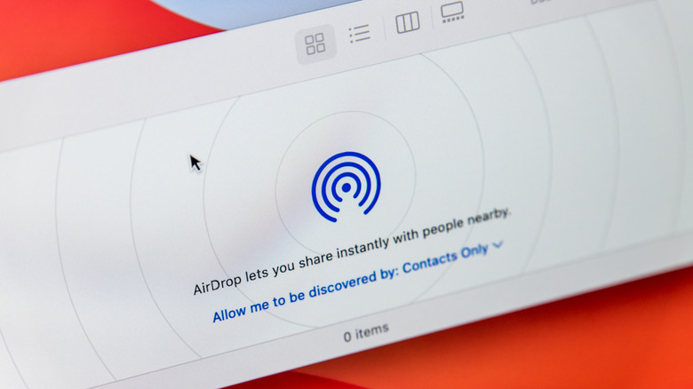 Closeup of the AirDrop icon in Finder on a Mac