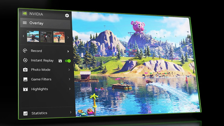 Render of Nvidia App Overlay options with Fortnite screenshot