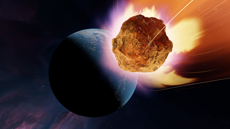 Meteor burning up as it approaches Earth's atmosphere