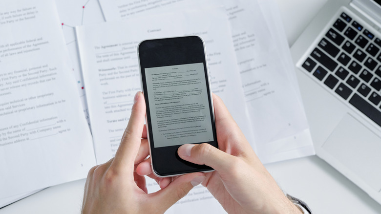 Taking picture of document with phone