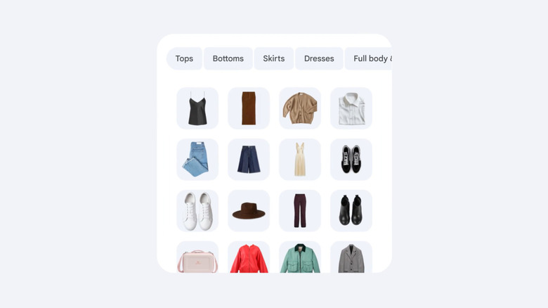 Google Photos Wardrobe with all sorts of clothing pieces