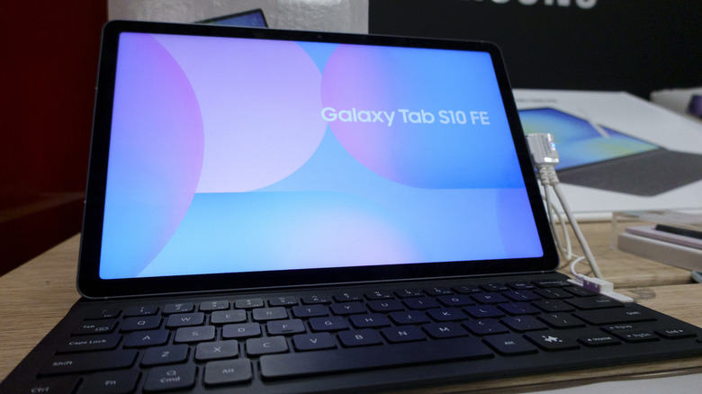 Samsung Galaxy Tab S10 FE on display at a store