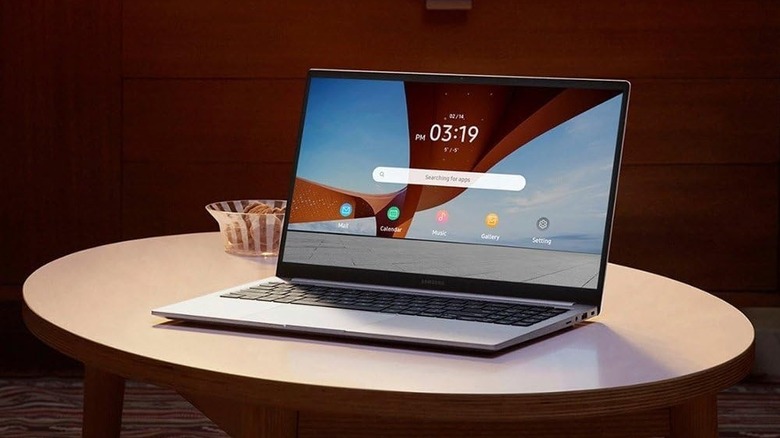 Samsung Galaxy Book 4 placed on a coffee table