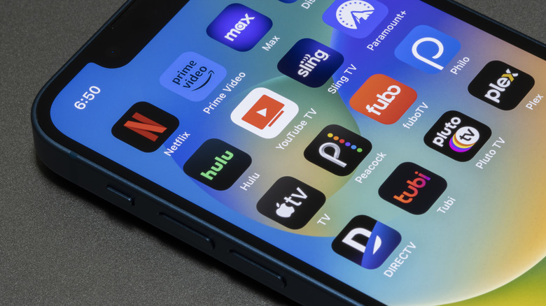 Icons for various streaming services on an iPhone